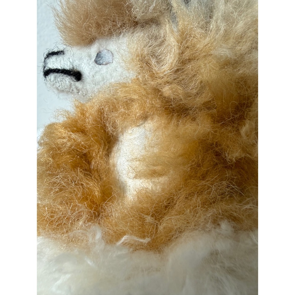 Handmade Genuine Alpaca Fur Plush Llama Figure Cream Tan 9 Inch Peru Folk Art - Picture 7 of 9